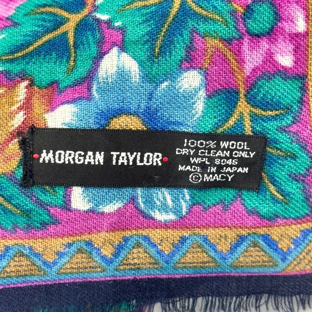 Vintage Morgan Taylor Floral Wool Scarf - Picture 6 of 7
